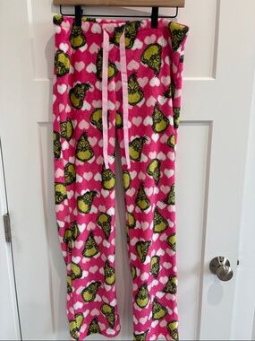 Dr. Seuss Pink & Green Grinch Fleece Lounge Pants